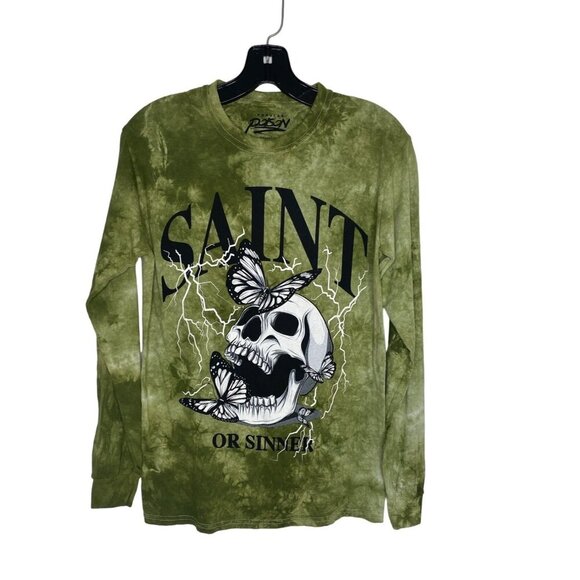 POPULAR POISON MEN'S SAINT OR SINNER TIE DYED LONG SLEEVE TEE SHIRT SZ S - Picture 1 of 4